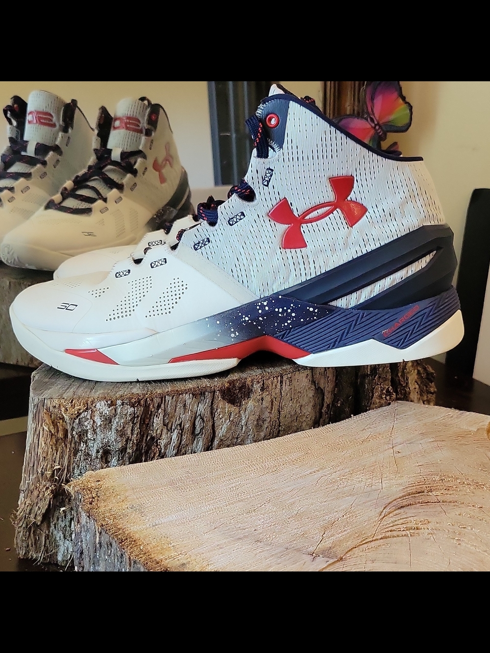Under Armour Curry 2 Team USA Olympic Men Basketball Shoe White Red Blue Size 11